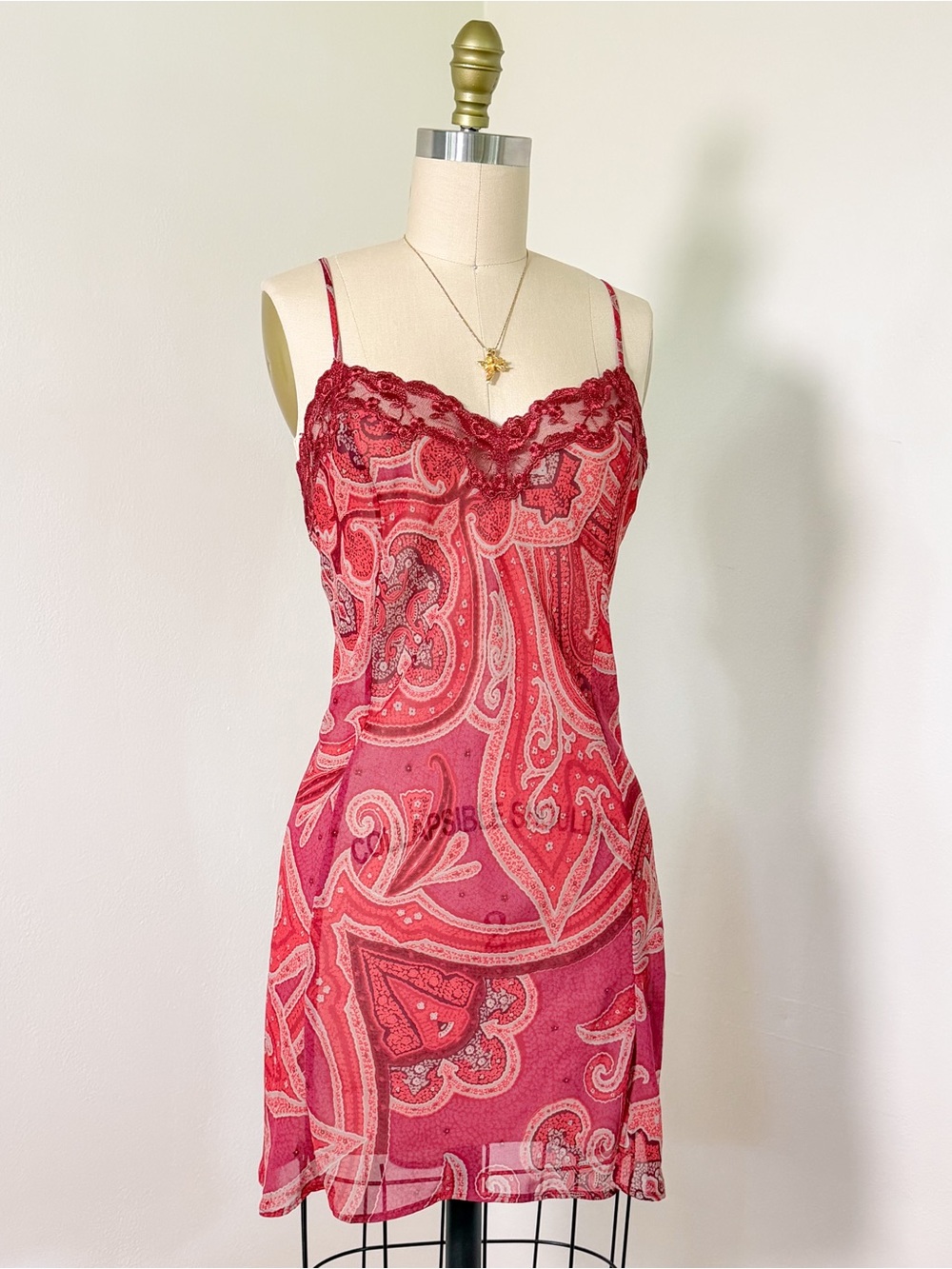 Vintage Y2K Victoria’s Secret Red Paisley Slip Dress